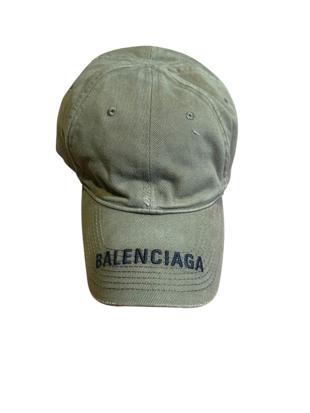 Balenciaga Olive Green Logo Embroidered Baseball Cap size L